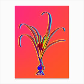 Neon Yellow Autumn Crocus Botanical in Hot Pink and Electric Blue n.0125 Canvas Print