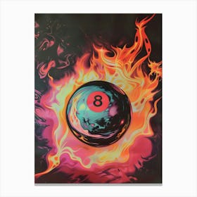 Billiard Ball In Flames Canvas Print