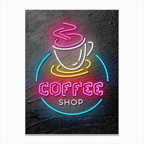 Coffee — Neon food sign, Food kitchen poster, photo art Canvas Print