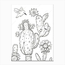 Cactus Coloring Page 1 Canvas Print