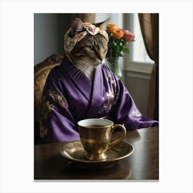 Cat In Kimono 5 Canvas Print