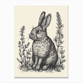 Britannia Petite Blockprint Rabbit Illustration 7 Canvas Print