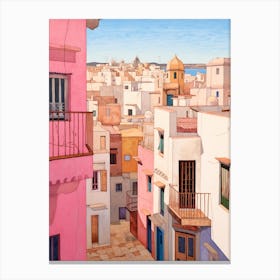 Tangier Morocco 6 Vintage Pink Travel Illustration Canvas Print