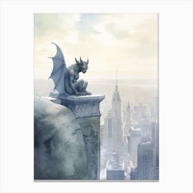 Gargoyle Watercolour In New York City 2 Canvas Print