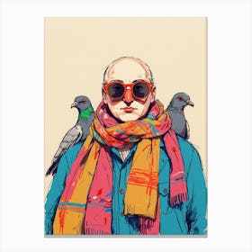 Man With Pigeons Canvas Print