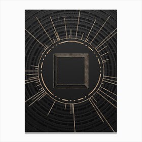 Geometric Glyph Symbol in Gold with Radial Array Lines on Dark Gray n.0278 Canvas Print
