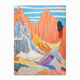 Vinson Massif Antarctica 2 Colourful Mountain Illustration Canvas Print