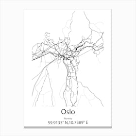 Oslo,Norway Minimalist Map Canvas Print