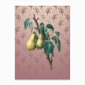 Vintage Lemon Pear Botanical on Dusty Pink Pattern n.1657 Canvas Print