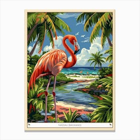 Greater Flamingo Nassau Bahamas Tropical Illustration 2 Poster Canvas Print