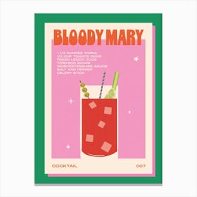 Bloody Mary Green & Pink Canvas Print