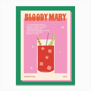 Bloody Mary Green & Pink Canvas Print
