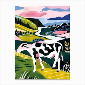 Cow In A Field Canvas Print