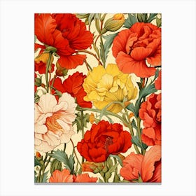 Red Poppy Flower Pattern Canvas Print