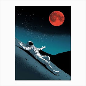 Astronaut Laying On The Moon Canvas Print