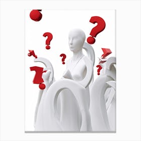 Abstract Human Concept Swirling In A Sea Of Confusion Marked By White Question Marks And Exclamation Canvas Print