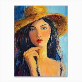 Woman In A Hat 3 Canvas Print