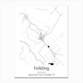 Feilding,New Zealand Minimalist Map Canvas Print