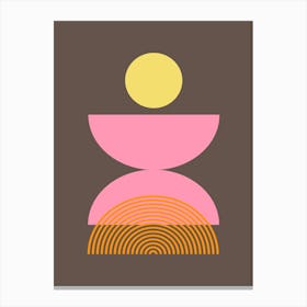 Mid Century Modern Bold Geometric Shapes in Brown and Pink Canvas Print