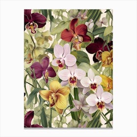 Orchids Seamless Pattern 1 Canvas Print