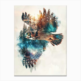 Owl In Flight 3 Canvas Print