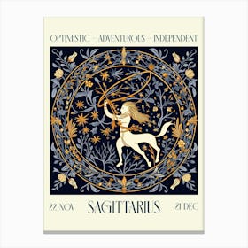 Sagittarius William Morris Zodiac Astral Sign Canvas Print