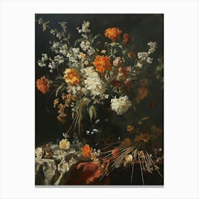 Baroque Floral Still Life Flax Flowers 1 Canvas Print