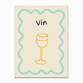 Wine Doodle Poster French Teal & Orange Canvas Print