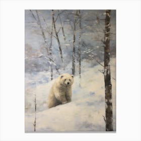Vintage Winter Animal Painting Polar Bear 2 Canvas Print