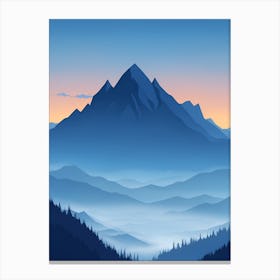 Misty Mountains Vertical Composition In Blue Tone 74 Canvas Print