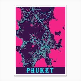 Phuket Map Poster 1 Canvas Print