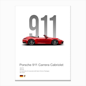 911 Carrera Cabriolet Porsche Canvas Print