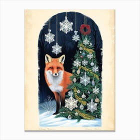 William Morris Fox By The Christmas Tree Canvas Print