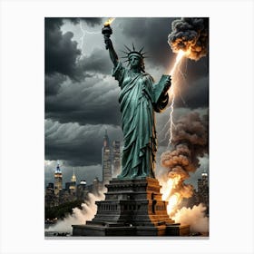 Statue Of Liberty Stormy Canvas Print