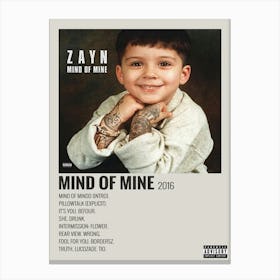 Zayn Mind Of Mine 2016 Poster Canvas Print