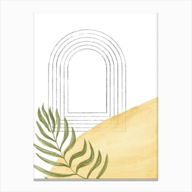Arch and palm leaf Canvas Print