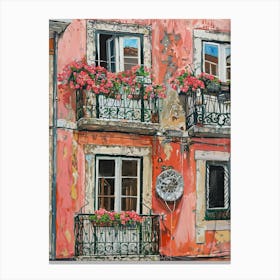 Balcony View Painting In Lisbon 1 Canvas Print