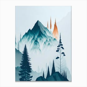 Mountain And Forest In Minimalist Watercolor Vertical Composition 197 Canvas Print