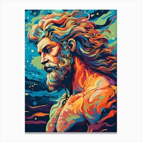 Vibrant Pop Art Poseidon Canvas Print