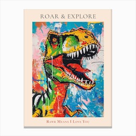 T Rex Dinosaur Chalk Style 1 Poster Canvas Print