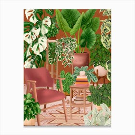 Reading Nook With Plants Canvas Print