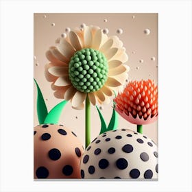 Polka Dot Flowers Canvas Print