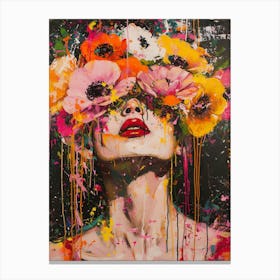 Flowers On Her Head Canvas Print