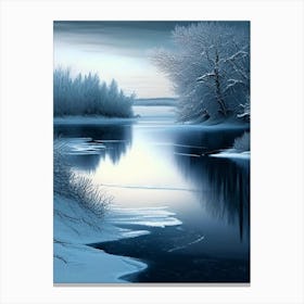 Frozen Lake Waterscape Crayon 1 Canvas Print