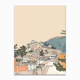 Mount Athos Greece Color Line Drawing (6) Canvas Print