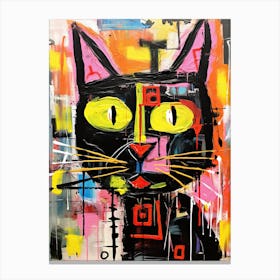 Whisker Wonders: Feline Street Art Delight Canvas Print