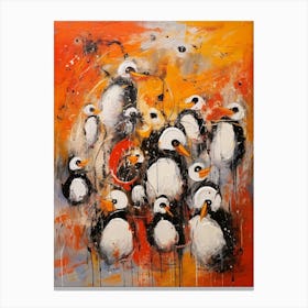 Penguin Abstract Expressionism 4 Canvas Print