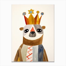 Little Sloth 3 Wearing A Crown Canvas Print