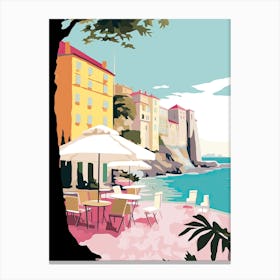 Antibes, France, Flat Pastels Tones Illustration 2 Canvas Print