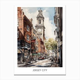 Jersey City Watercolor 2travel Poster Canvas Print
